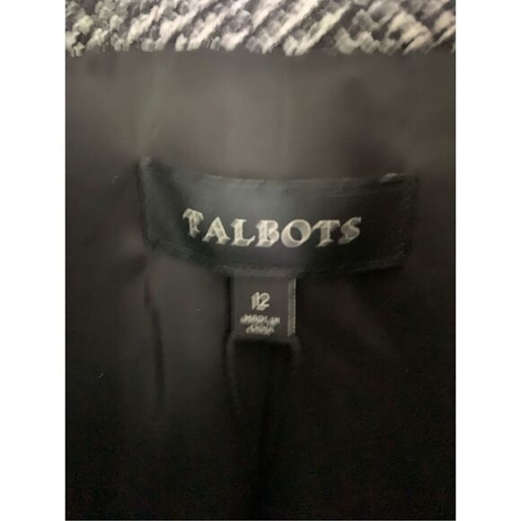 Talbots button front jacket Wool blend black and white women’s size 12 NWT - Picture 3 of 6